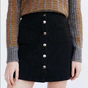 BDG Women's Black Twill Button-Front A-Line Skirt